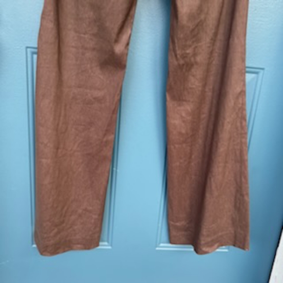 TAHARI LINEN BLEND COASTAL GRANNY BROWN ZIP PANTS NWT SIZE 8 - Picture 8 of 11
